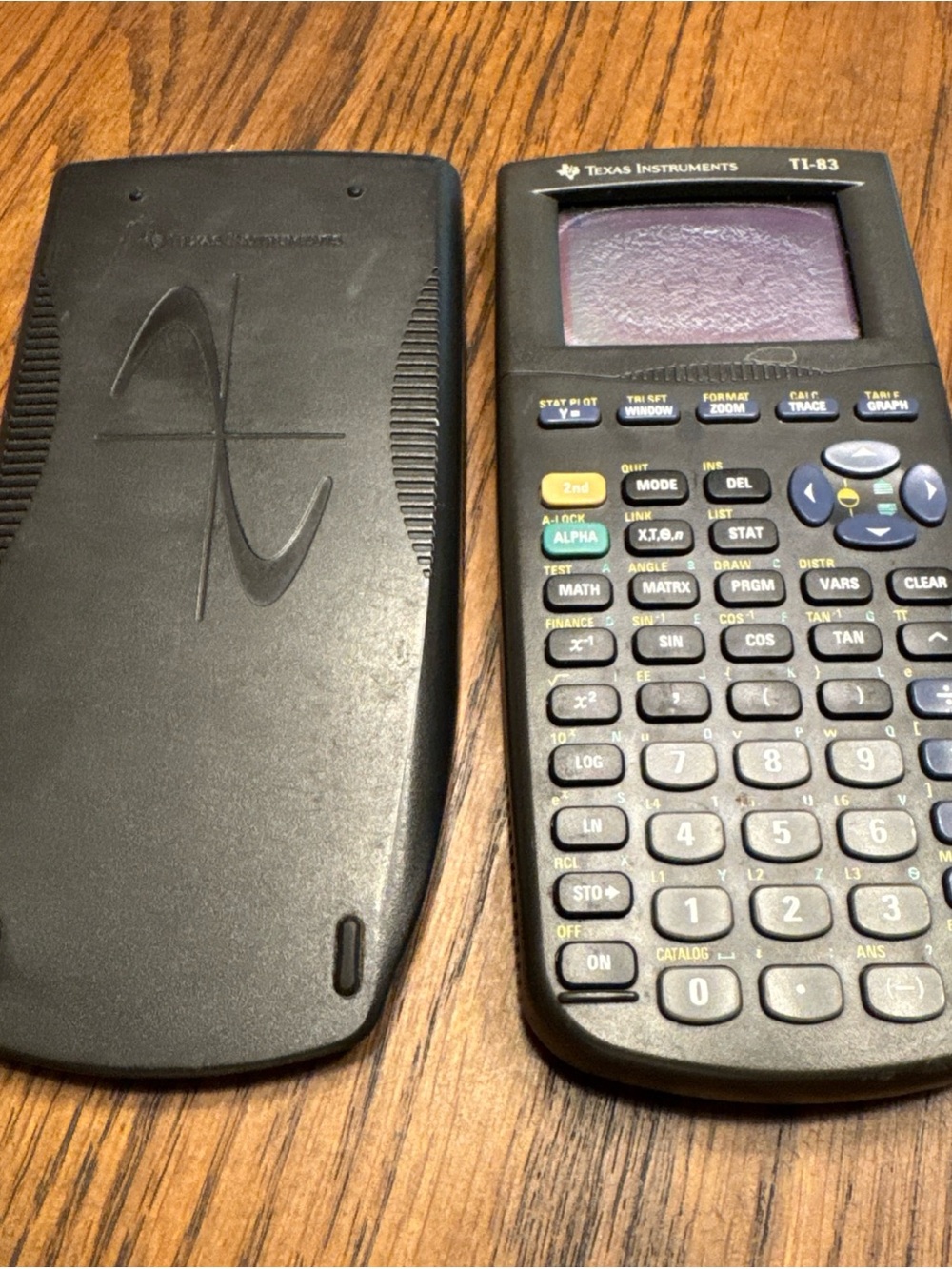 Texas Instruments TI 83  Graphing Calculator ~ Black ~ Tested -screen Damage